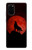 S2955 狼は赤月にハウリング Wolf Howling Red Moon Samsung Galaxy S20 Plus, Galaxy S20+ バックケース、フリップケース・カバー