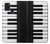 S3078 黒と白のピアノキーボード Black and White Piano Keyboard Samsung Galaxy A21s バックケース、フリップケース・カバー