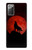 S2955 狼は赤月にハウリング Wolf Howling Red Moon Samsung Galaxy Note 20 バックケース、フリップケース・カバー