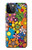 S3281 カラフルなヒッピーの花のパターン Colorful Hippie Flowers Pattern iPhone 12, iPhone 12 Pro バックケース、フリップケース・カバー