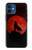 S2955 狼は赤月にハウリング Wolf Howling Red Moon iPhone 12 mini バックケース、フリップケース・カバー