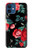 S3112 黒バラ パターン Rose Floral Pattern Black iPhone 12 mini バックケース、フリップケース・カバー