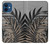 S3692 灰色の黒いヤシの葉 Gray Black Palm Leaves iPhone 12 mini バックケース、フリップケース・カバー