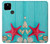 S3428 アクア 海星 貝 Aqua Wood Starfish Shell Google Pixel 4a 5G バックケース、フリップケース・カバー