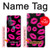 S2933 ピンクの唇のキス Pink Lips Kisses on Black Motorola Edge+ バックケース、フリップケース・カバー