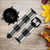 CA0464 ブラックとホワイトバッファローチェック柄 Black and White Buffalo Check Pattern レザーシリコン フォッシル スマート ウォッチバンド