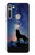 S3555 狼 Wolf Howling Million Star Motorola Moto G8 バックケース、フリップケース・カバー