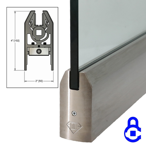 4" Tapered Door Rail 35-3/4" for 1/2" Glass