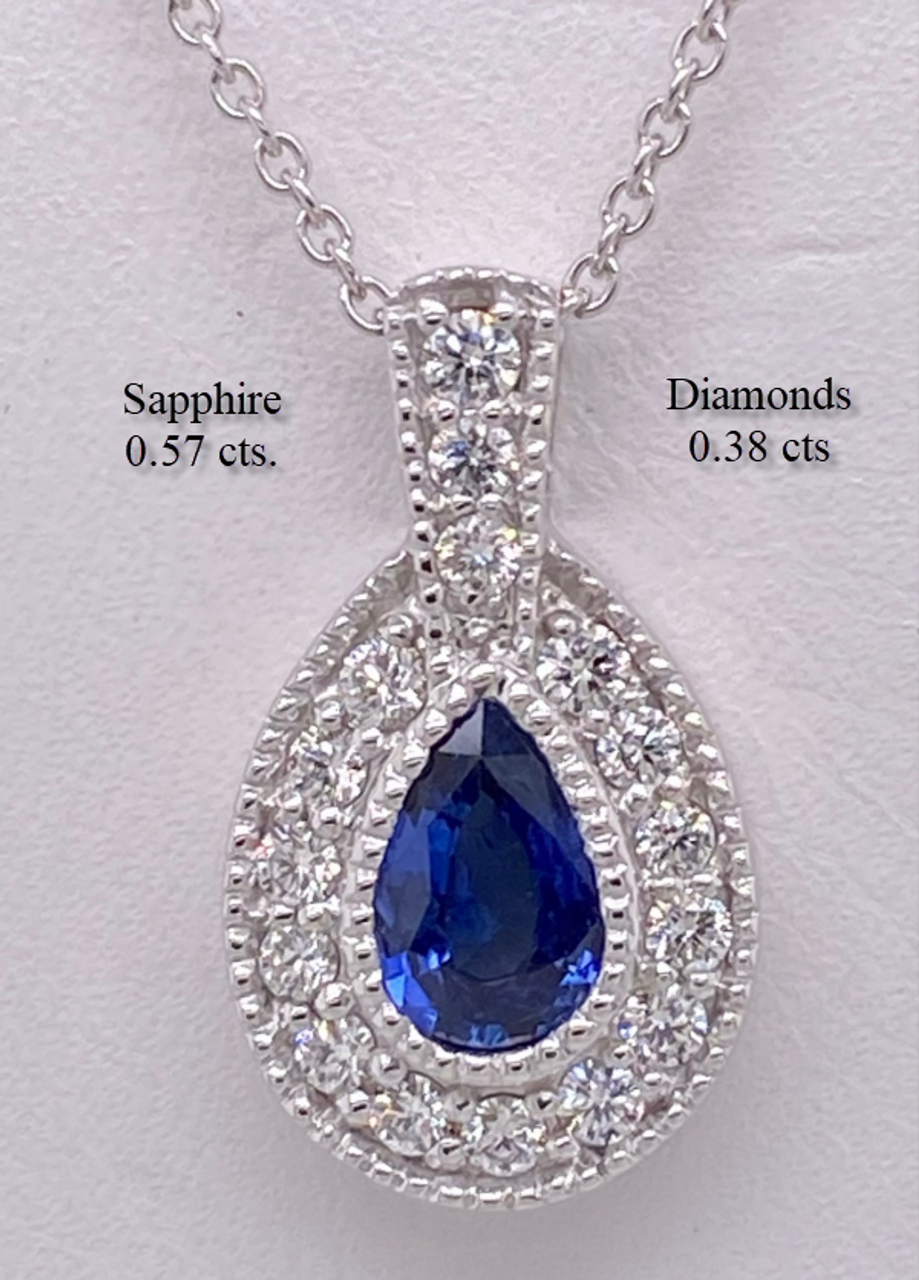 Double Halo Diamond And Sapphire Pendant — J. Sampieri