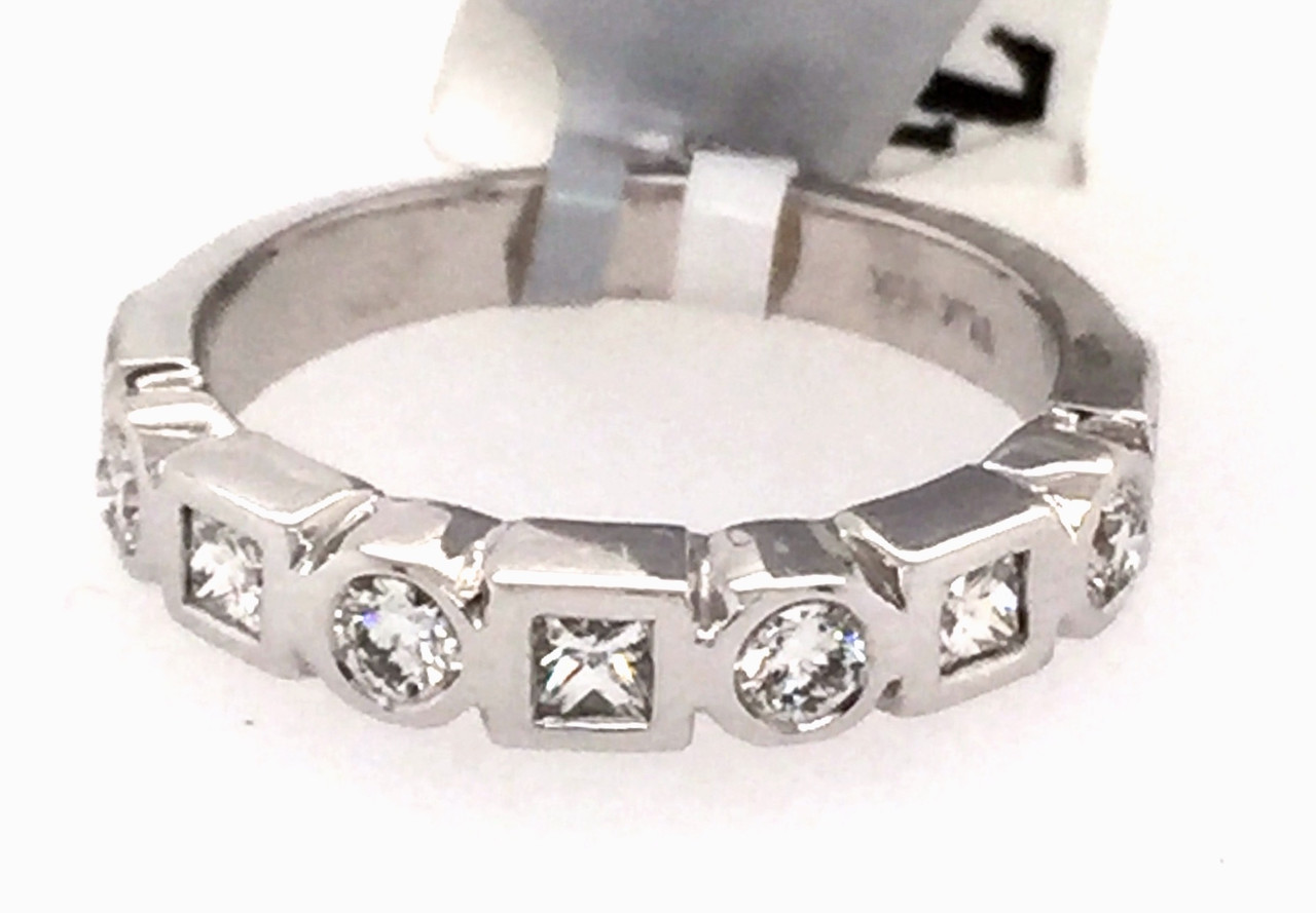 14kwg bezel set pc and rb diamond band