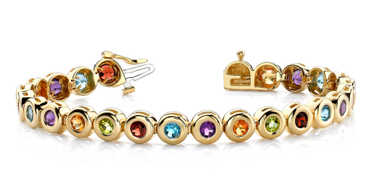 Multi-Gemstone Bracelet in 14K Yellow Gold