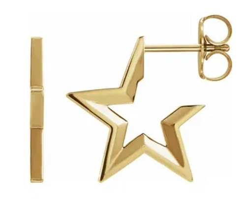 14kyg star shaped post hoop earrings