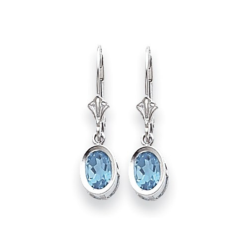 14kwg blue topaz 2cttw dangle leverback earrings