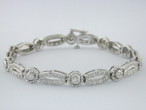 Custom design rope edge bezel and open oval link diamond bracelet