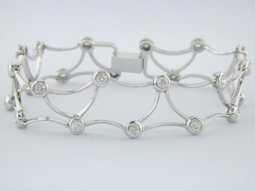 Custom design freeform curved bars w/bezel set diamond bracelet