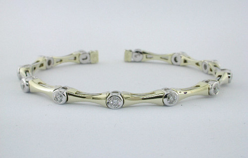 Custom design two tone curved bar bezel set diamond bracelet