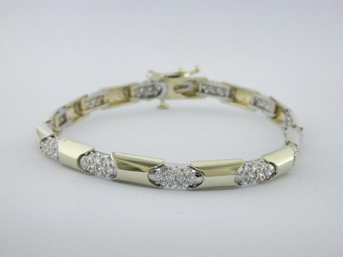Custom design two tone diamond cluster link bracelet