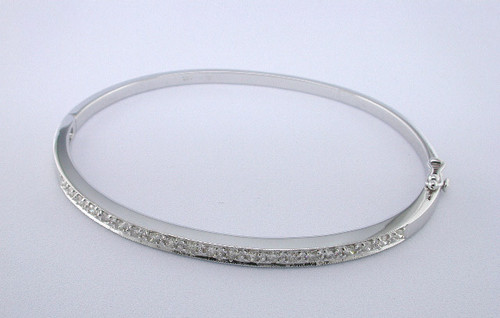 Custom design prong set channel diamond hinged bangle bracelet