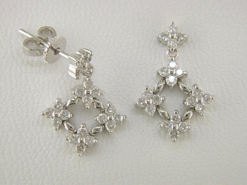 Custom design floral diamond cluster drop earrings