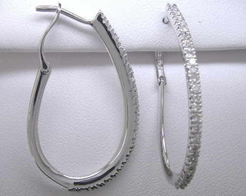 Custom design oval diamond hoop earrings