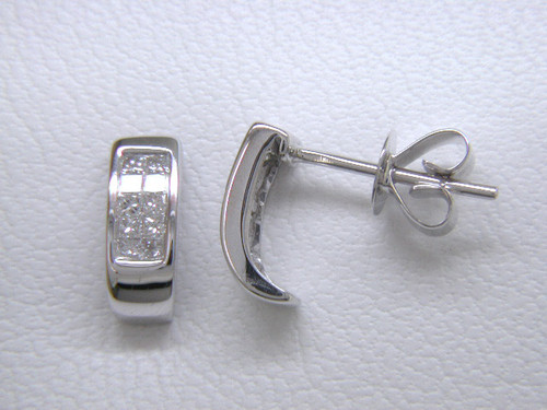 Custom design double row square diamond "J" hoop earrings