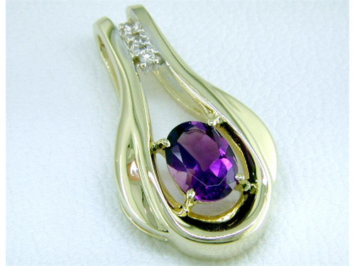 Custom design diamond/oval Amethyst slide pendant