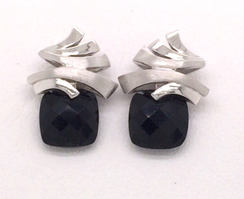 Sterling silver and black onyx earrings.