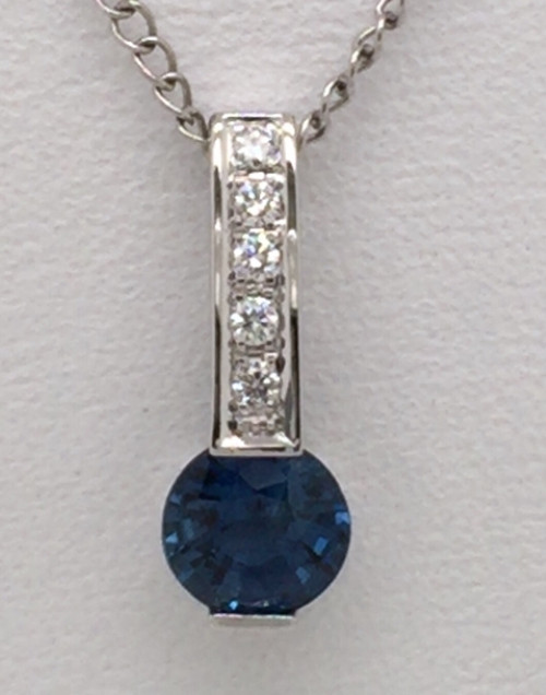 14 k white gold sapphire and diamond pendant