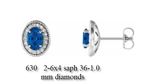 Halo style sapphire pendant and earrings