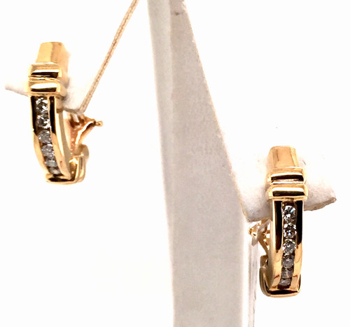 14kyg channel set diamond "J" hoops