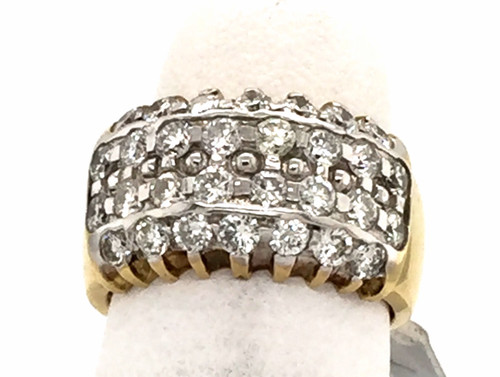 18k 4 rows bright and prong set RB diamonds band