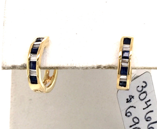 14kyg pc sapphire/diamond hoops