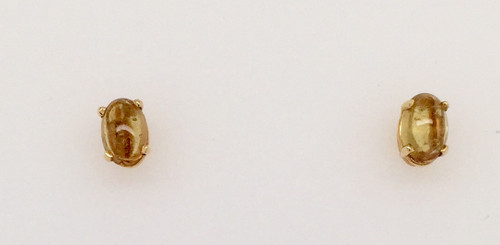 14kyg oval cabochon yellow sapphire studs