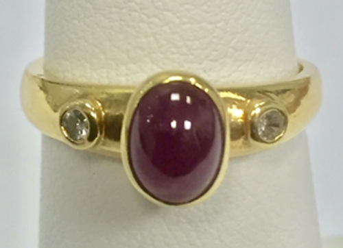 18kyg cab Ruby/Diamond ring