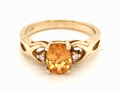 14kyg oval golden sapphire/diamond ring
