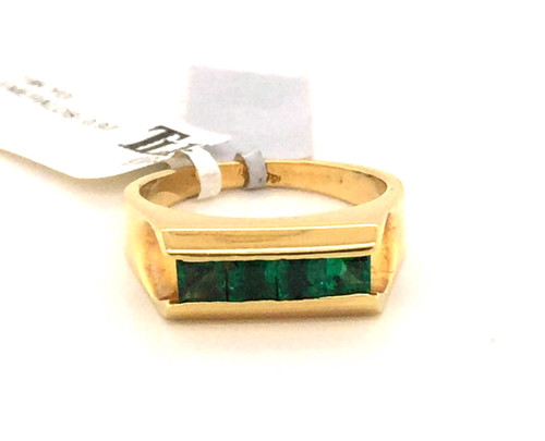 18kyg square top ring (4)pc Emeralds 0.97cttw