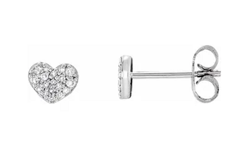 14kwg diamond heart post earrings