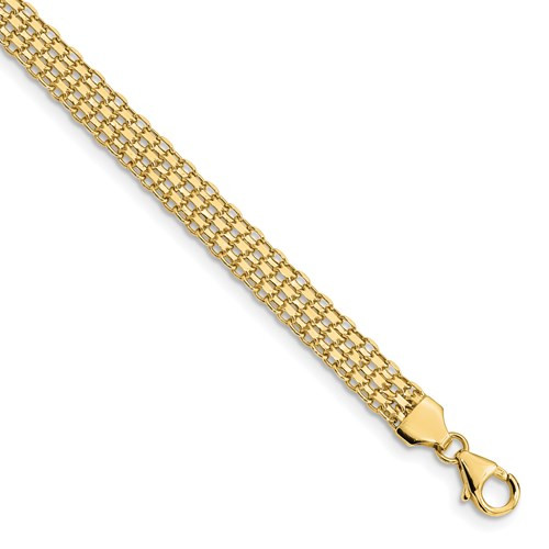 14k yellow gold 6.2mm wide flat Bismark chain bracelet 7.5"