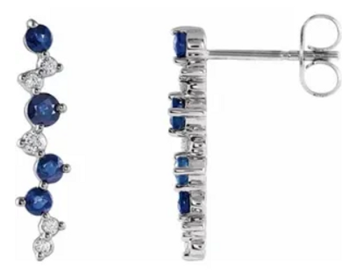 14kwg sapphire and diamond drop/post earrings