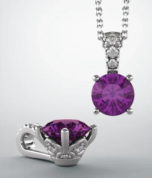 14kwg amethyst/diamond pendant