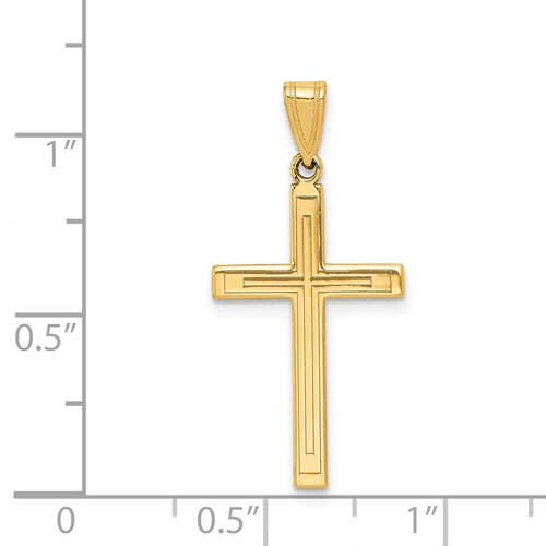 14kyg solid laser etched cross pendant 25mm by 15mm