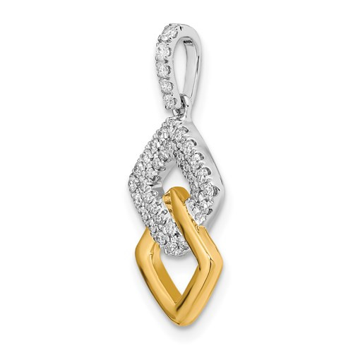 14k white and yellow gold 1/3cttw diamond  double square pendant 14k white and yellow gold 1/3cttw diamond  double square pendant