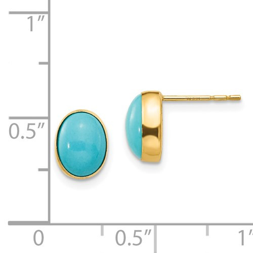 14kyg bezel set oval turquoise stud earrings