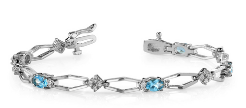 Oval gemstone and diamond cluster bracelet