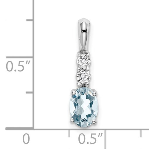 14kwg oval 0.75ct Aqua (2)0.13ct diamond pendant