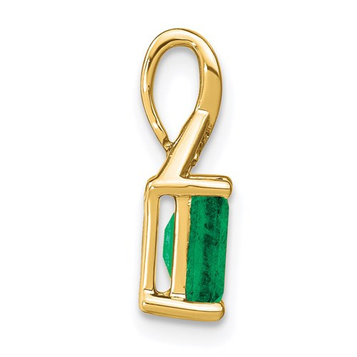 14kyg 1ct emerald cut Emerald (3) diamond 0.02cttw diamond pendant (side)