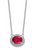 14kwg 2.22ct oval ruby 1/5cttw diamond halo necklace 18"
