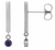 14kwg bezel set  Amethyst bar drop dangle post earrings