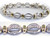 Custom design two tone oval link w/prong set diamond line bracelet