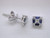 Custom design princess cut/round diamond and sapphire baguette square post earrings